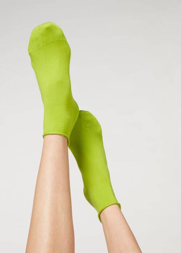 Calcetines Calzedonia Cuffless Corta in Algodon Mujer Verde | CO1798UT