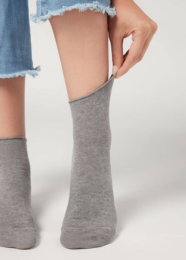 Calcetines Calzedonia Cuffless Corta in Algodon Mujer Gris | CO1804DN