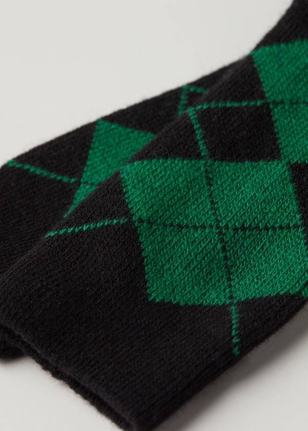 Calcetines Calzedonia Diamond-Pattern Cashmere Corta Mujer Negras Verde | CO1786XF