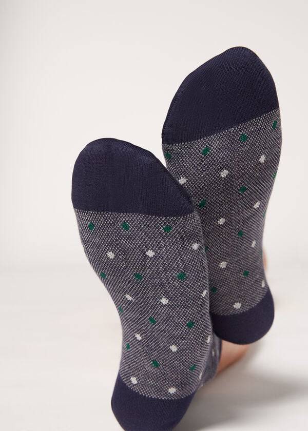 Calcetines Calzedonia Dot-Pattern Corta Mujer Azules | CO1763BC