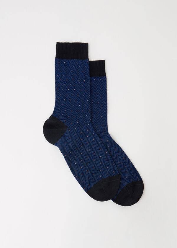 Calcetines Calzedonia Geometric Pattern Crew Hombre Azules | CO1339HK