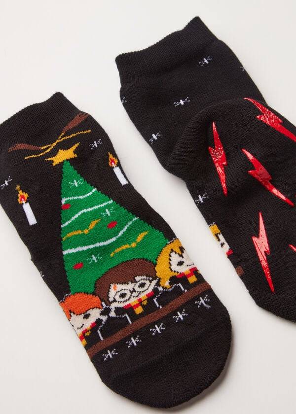 Calcetines Calzedonia Harry Potter Christmas Non-Slip Corta Niños Negras | CO1009BC