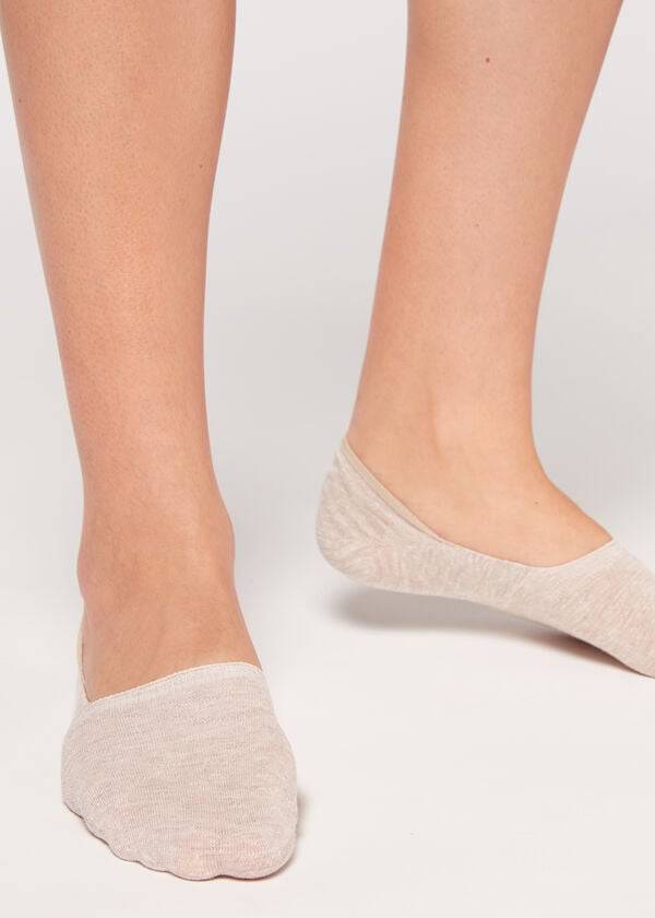 Calcetines Calzedonia Linen and Viscose Invisible Mujer Beige | CO1975WY