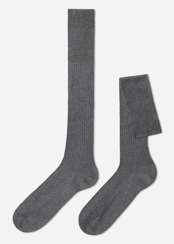 Calcetines Calzedonia Lisle Thread Acanalado Long Hombre Gris | CO1440DN