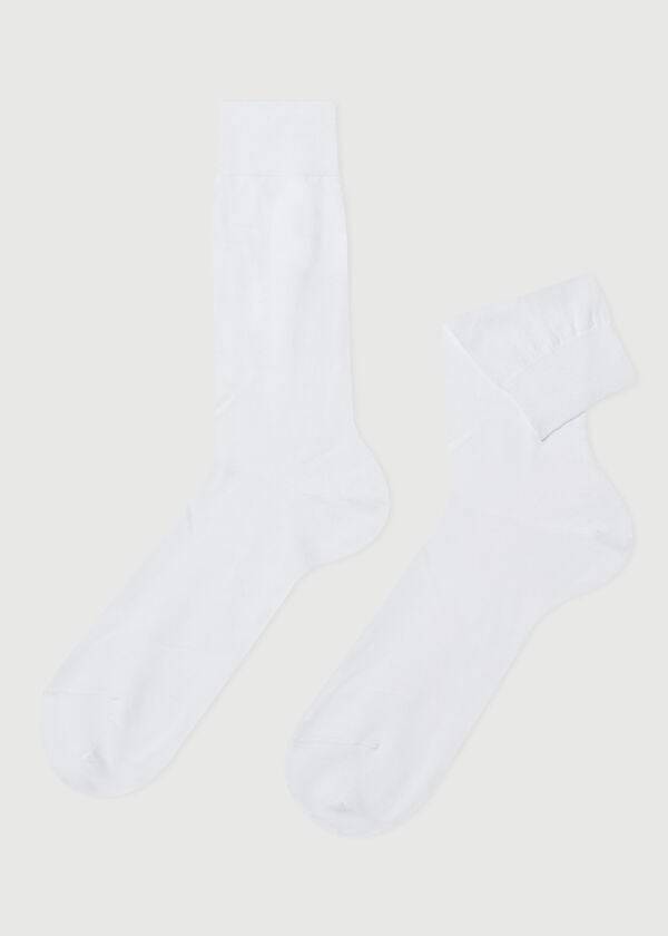 Calcetines Calzedonia Lisle Thread Crew Hombre Blancas | CO1357IS