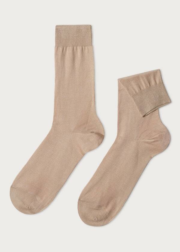 Calcetines Calzedonia Lisle Thread Crew Hombre Beige | CO1384OR