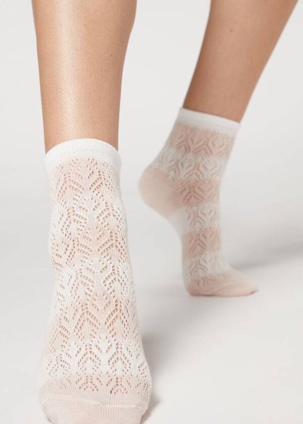 Calcetines Calzedonia Openwork and A Rayas Corta Mujer Beige | CO1726DN