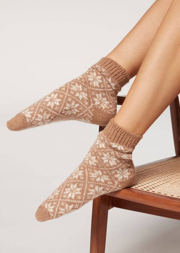 Calcetines Calzedonia Soft Christmas Corta Mujer Beige | CO1655ZG