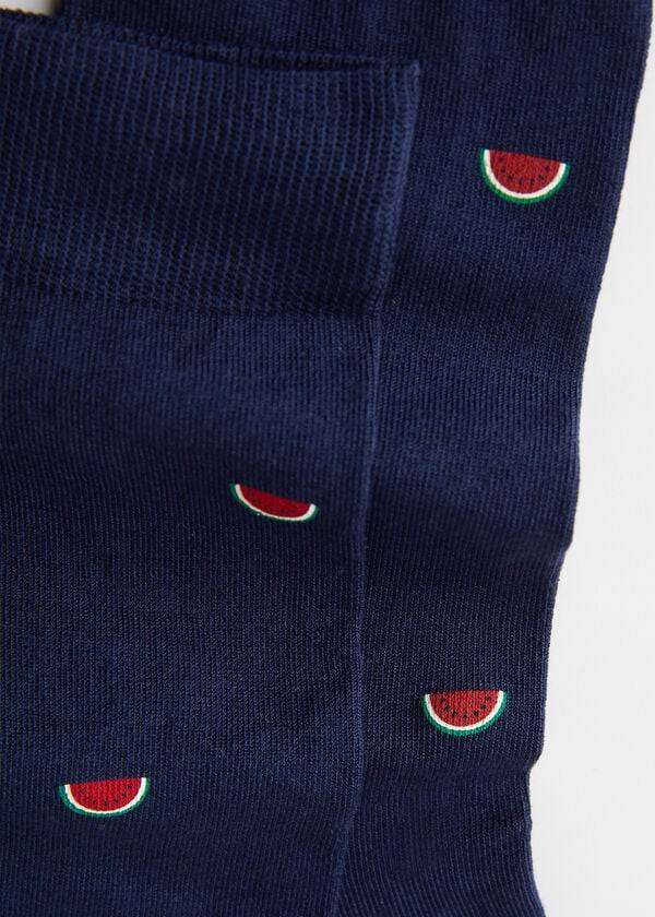 Calcetines Calzedonia Summer Print Crew Hombre Azules Azul Marino | CO1316LH