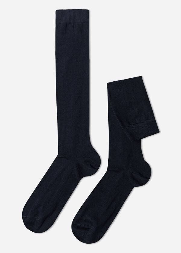 Calcetines Calzedonia Warm Algodon Long Hombre Azules | CO1409IS