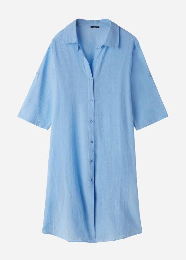 Cubrirlos Calzedonia Algodon Maxi Shirt Mujer Azules | CO2122LH