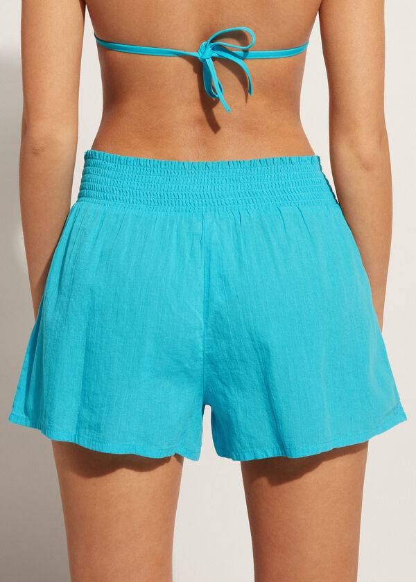 Cubrirlos Calzedonia Algodon Shorts Mujer Turquesa Verde | CO2064DN