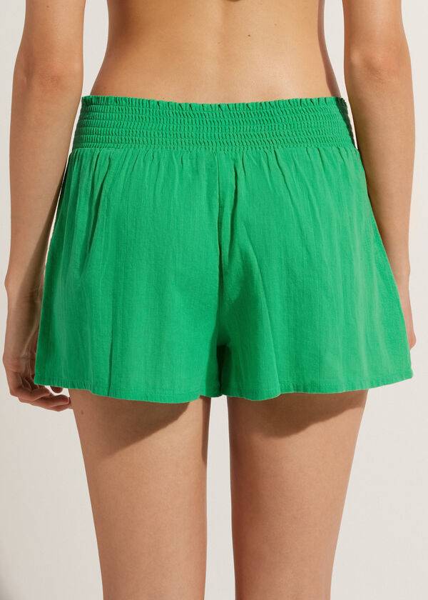 Cubrirlos Calzedonia Algodon Shorts Mujer Verde | CO2065FM