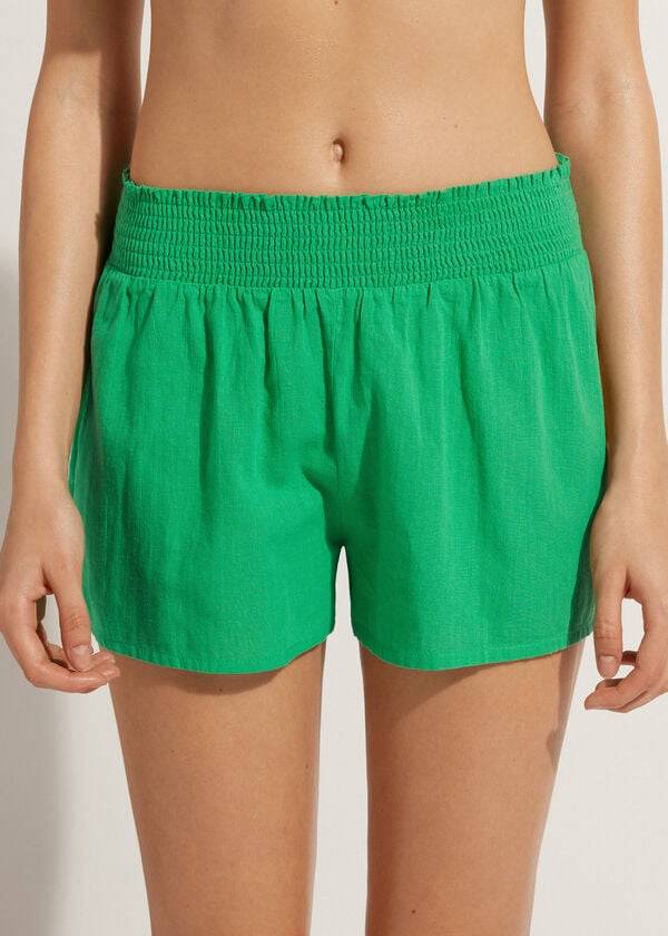 Cubrirlos Calzedonia Algodon Shorts Mujer Verde | CO2065FM