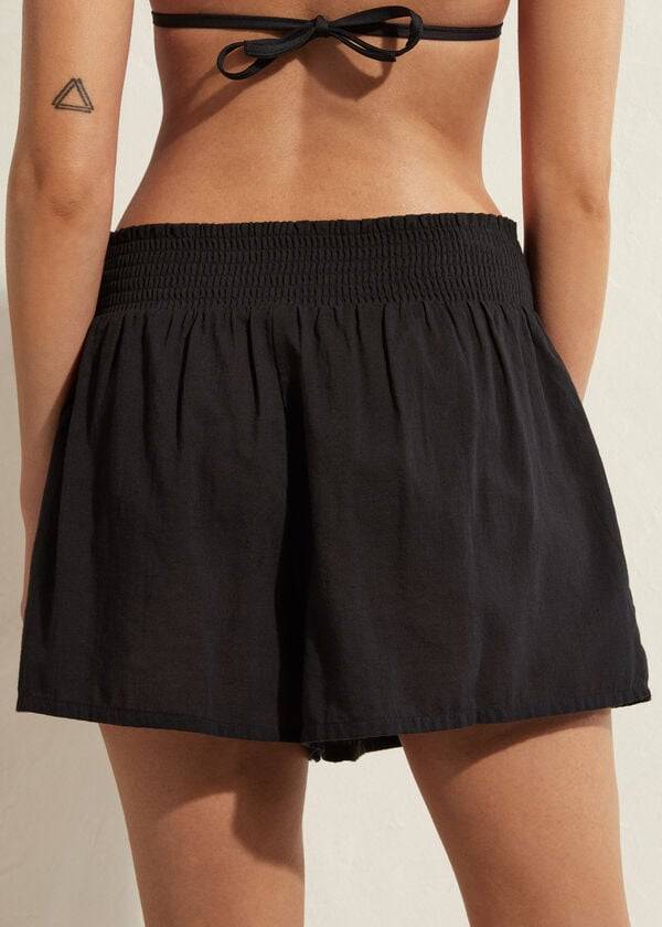 Cubrirlos Calzedonia Algodon Shorts Mujer Negras | CO2066GL