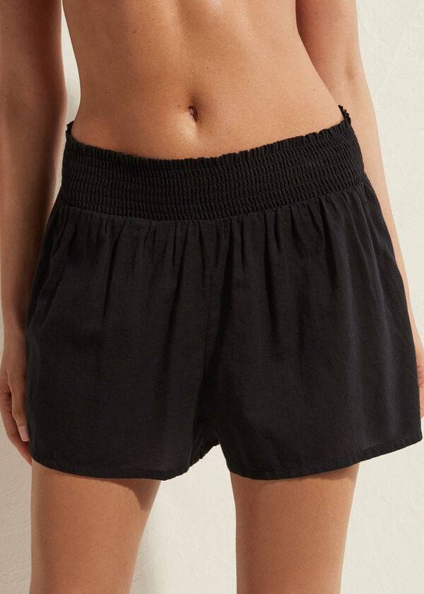 Cubrirlos Calzedonia Algodon Shorts Mujer Negras | CO2066GL