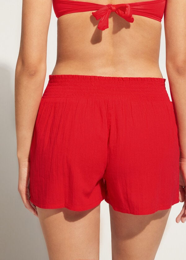 Cubrirlos Calzedonia Algodon Shorts Mujer Rojas | CO2069KI