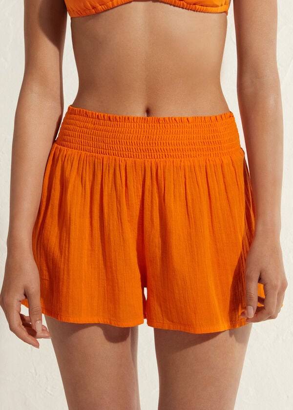 Cubrirlos Calzedonia Algodon Shorts Mujer Naranjas | CO2070LH