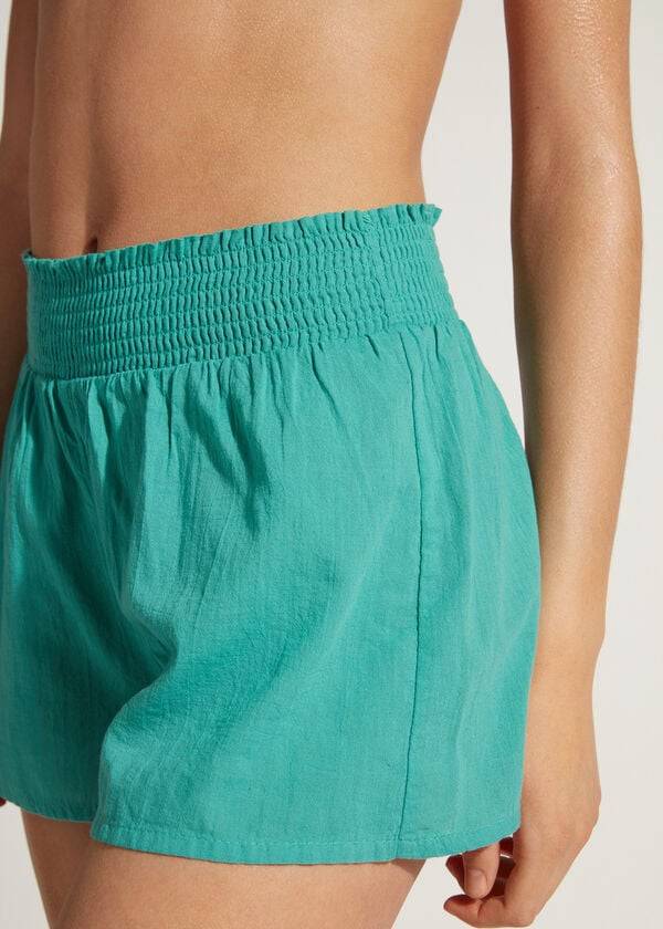 Cubrirlos Calzedonia Algodon Shorts Mujer Turquesa | CO2072XF