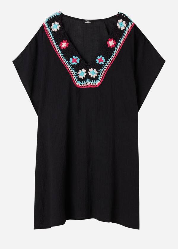 Cubrirlos Calzedonia Crochet Neckline Kaftan Mujer Negras | CO2117FM