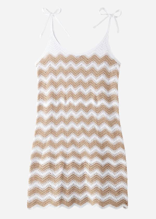 Cubrirlos Calzedonia Crochet Vestido with Chevron Motif Mujer Blancas Beige | CO2119HK