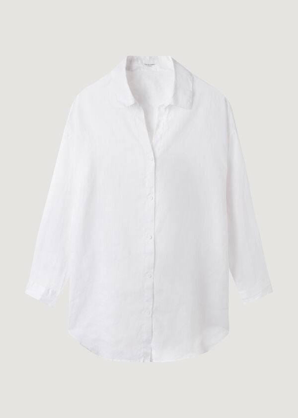 Cubrirlos Calzedonia Linen Shirt Mujer Blancas | CO2098XF