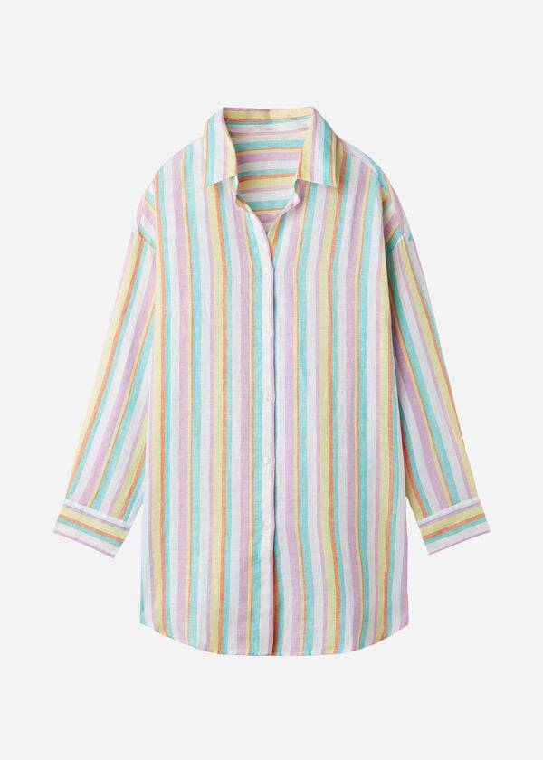 Cubrirlos Calzedonia Linen Shirt Mujer Multicolor Rayadas | CO2102NB