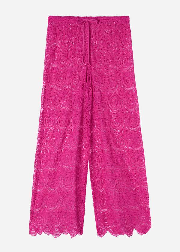 Cubrirlos Calzedonia Long Crochet Pants Mujer Rosas | CO2057YU