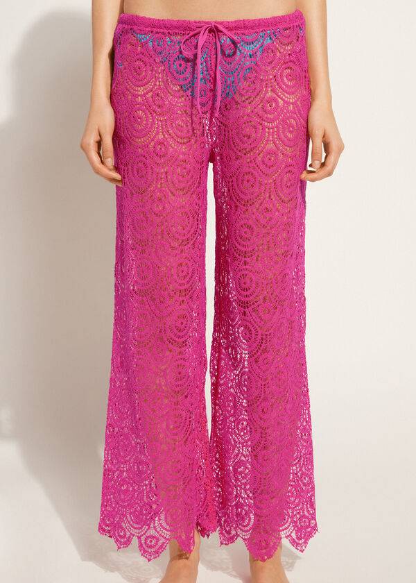 Cubrirlos Calzedonia Long Crochet Pants Mujer Rosas | CO2057YU