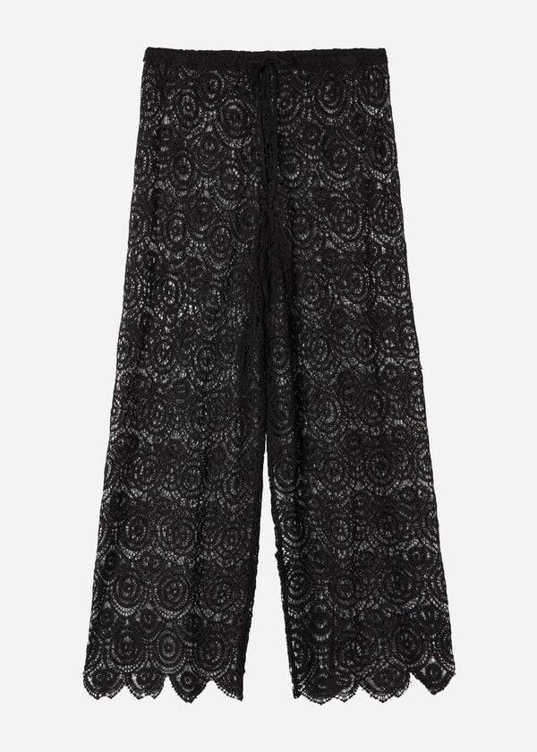 Cubrirlos Calzedonia Long Crochet Pants Mujer Negras | CO2058UT