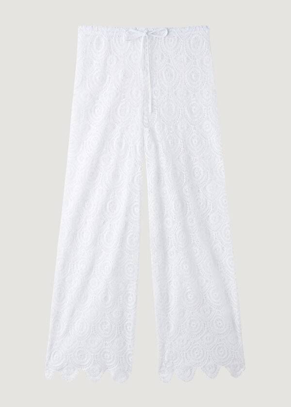 Cubrirlos Calzedonia Long Crochet Pants Mujer Blancas | CO2059IS