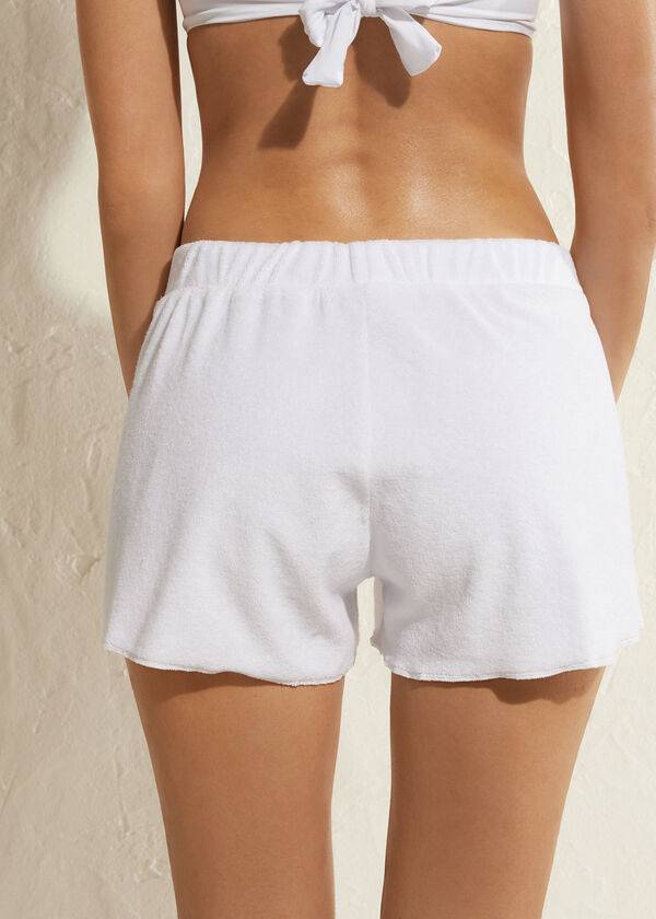 Cubrirlos Calzedonia Terrycloth Shorts Mujer Blancas | CO2041HK