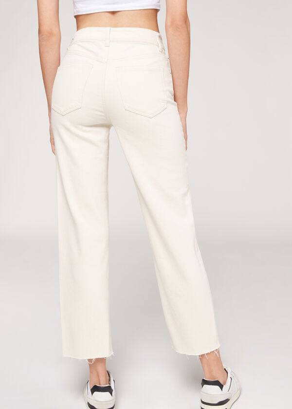 Jeans Calzedonia Cropped Directo-Leg Mujer Blancas | CO1626JJ