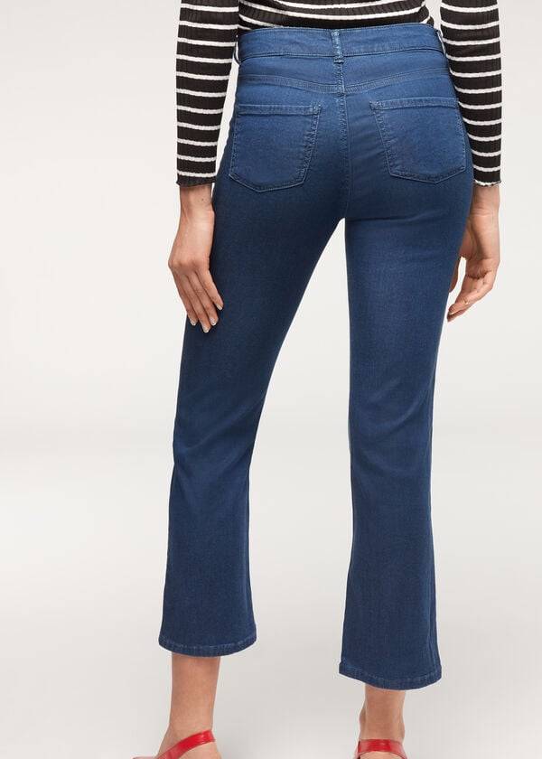 Jeans Calzedonia Eco Light Flared Cropped Denim Mujer Azul Marino | CO1618OR