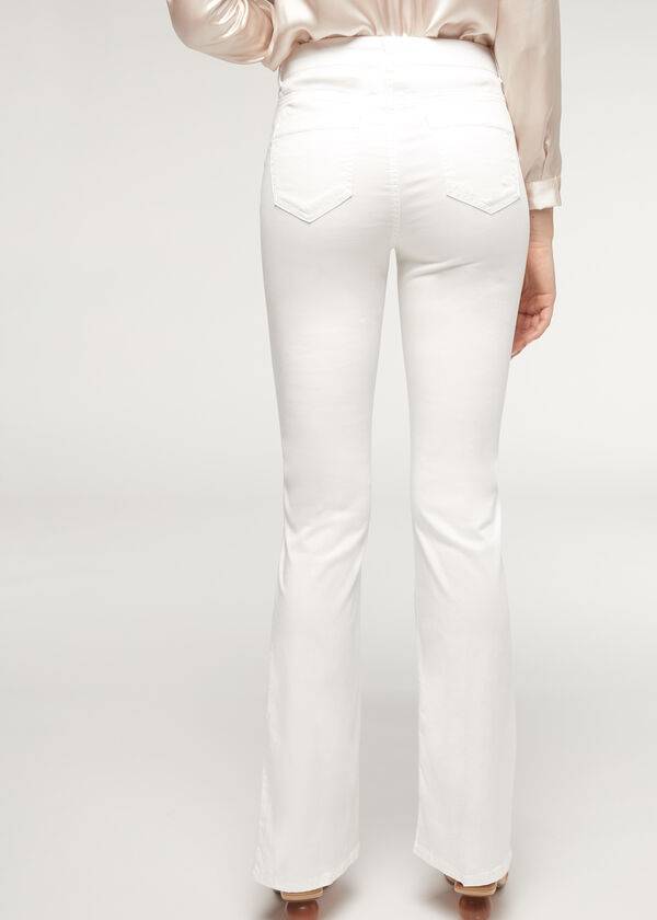 Jeans Calzedonia Eco Light Flared Denim Mujer Blancas | CO1617IS