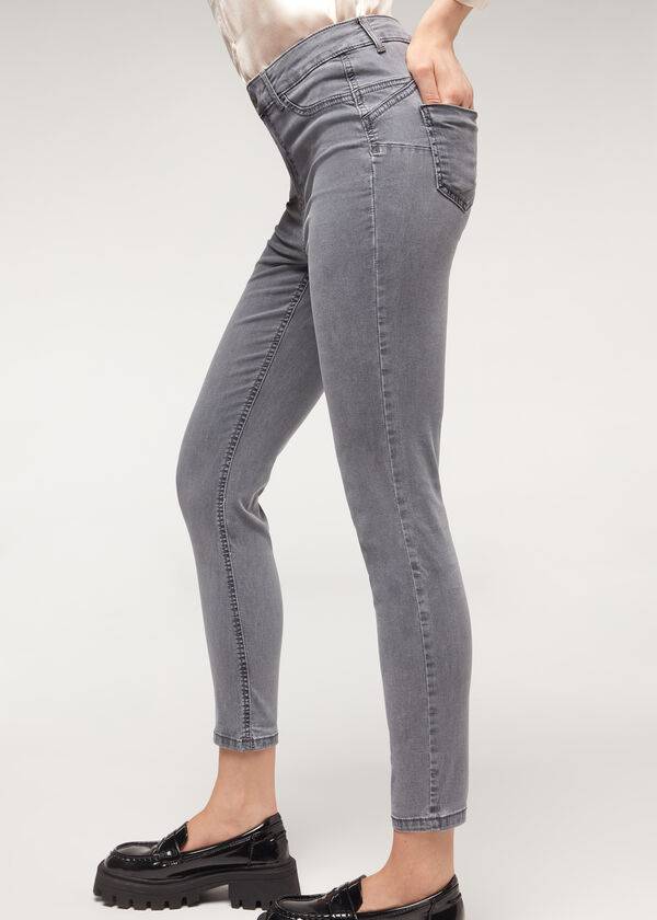 Jeans Calzedonia Eco Light Push Up Denim Mujer Plateadas | CO1613RW