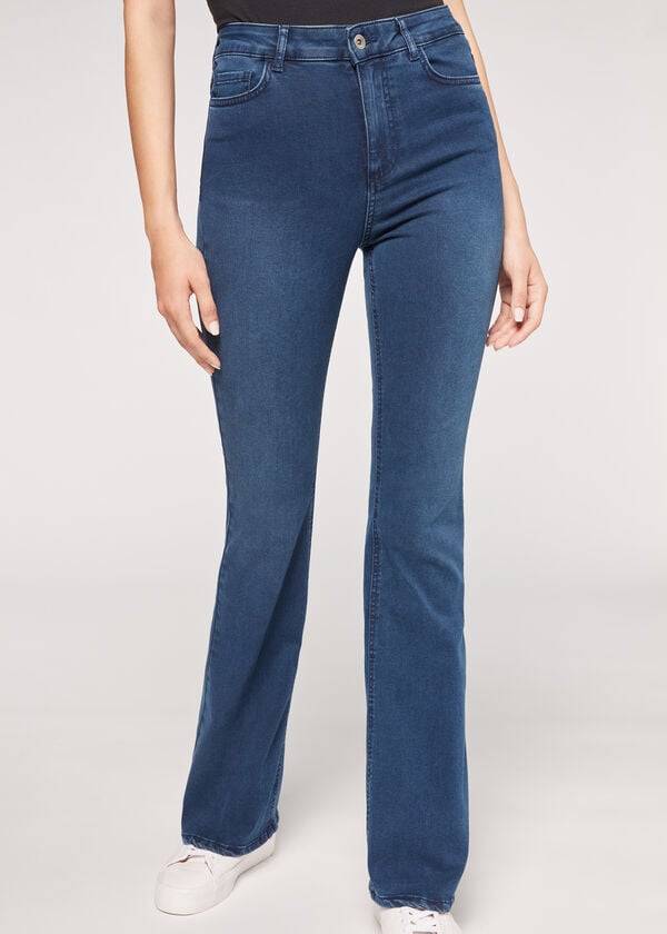 Jeans Calzedonia Flared Mujer Azules | CO1598GL