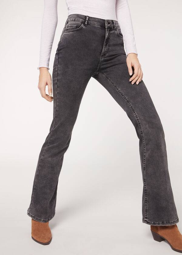 Jeans Calzedonia Flared Mujer Gris | CO1596DN