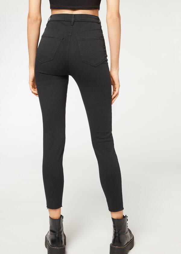 Jeans Calzedonia High-Cintura Flaco Mujer Negras | CO1590UT