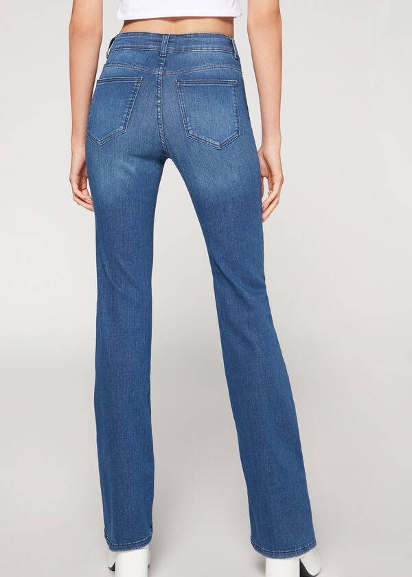 Jeans Calzedonia Super Flex Denim High Cintura Bootcut Mujer Azules | CO1577ZG