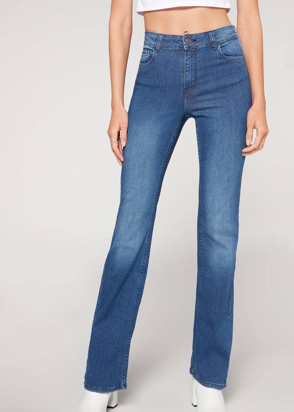 Jeans Calzedonia Super Flex Denim High Cintura Bootcut Mujer Azules | CO1577ZG