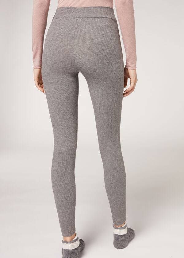 Leggins Calzedonia Acanalado with Cashmere Mujer Gris | CO1515PQ