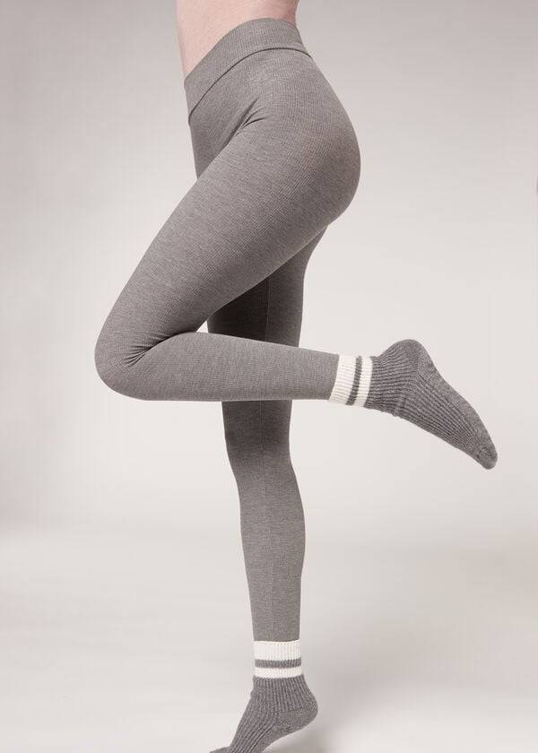 Leggins Calzedonia Acanalado with Cashmere Mujer Gris | CO1515PQ