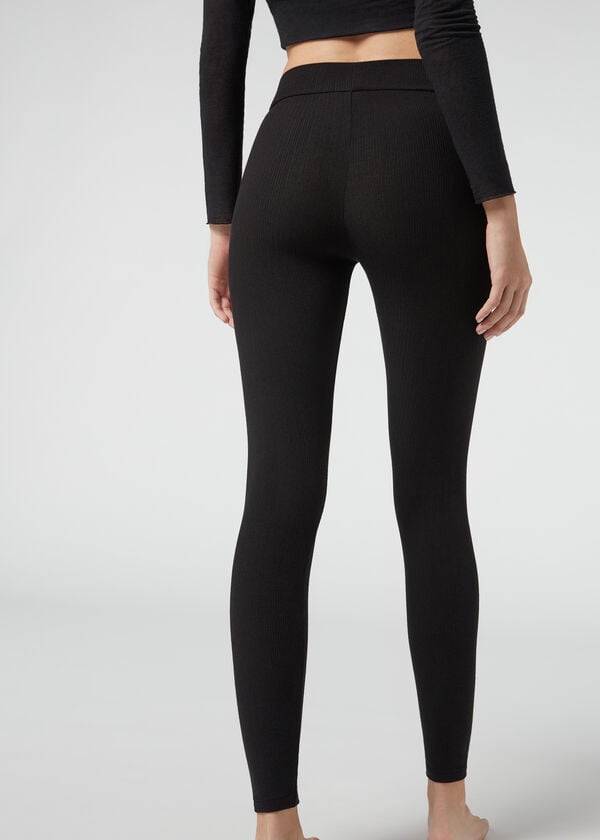 Leggins Calzedonia Acanalado with Cashmere Mujer Negras | CO1516AP