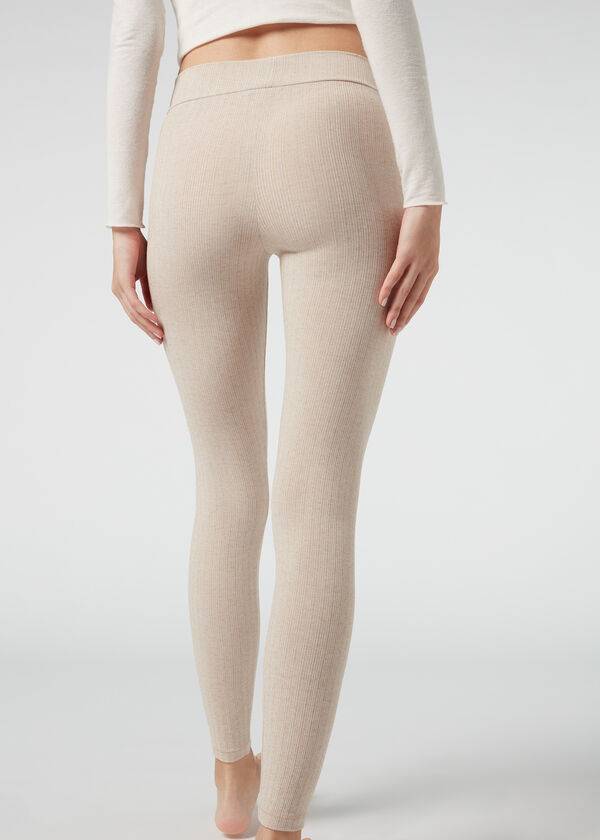 Leggins Calzedonia Acanalado with Cashmere Mujer Beige | CO1517SO