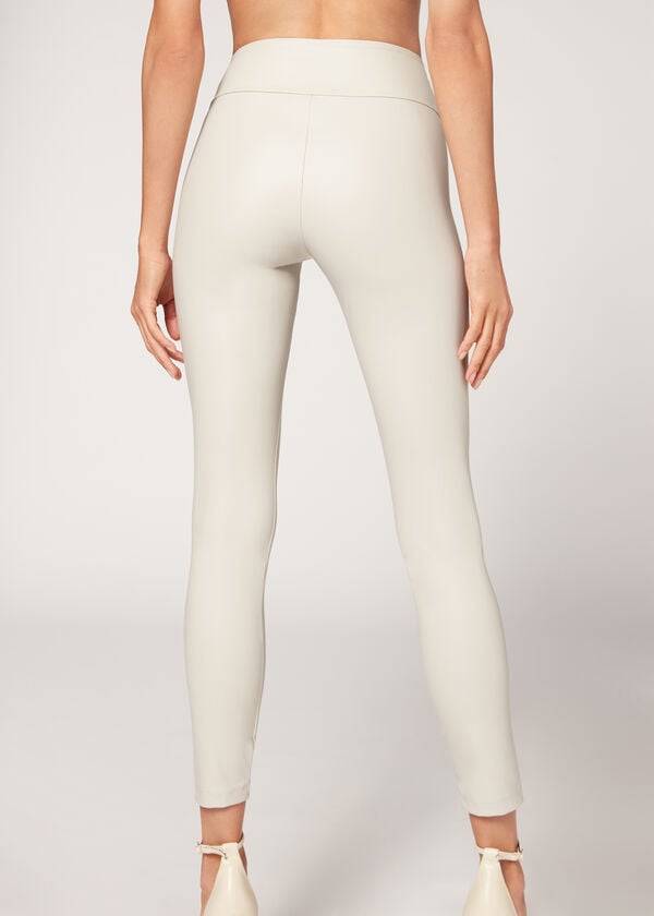 Leggins Calzedonia Cuero Effect Mujer Blancas | CO1526XF