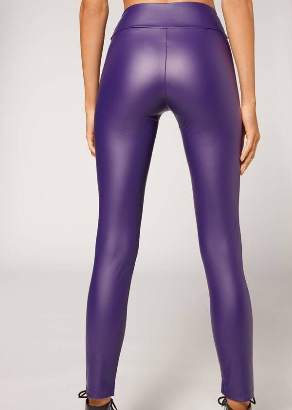 Leggins Calzedonia Cuero Effect Mujer Moradas | CO1525ZG