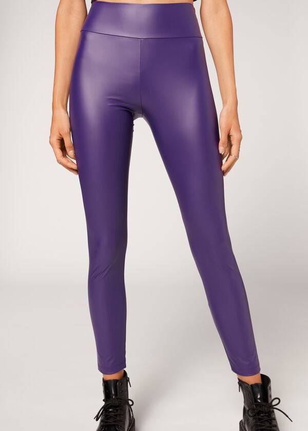 Leggins Calzedonia Cuero Effect Mujer Moradas | CO1525ZG