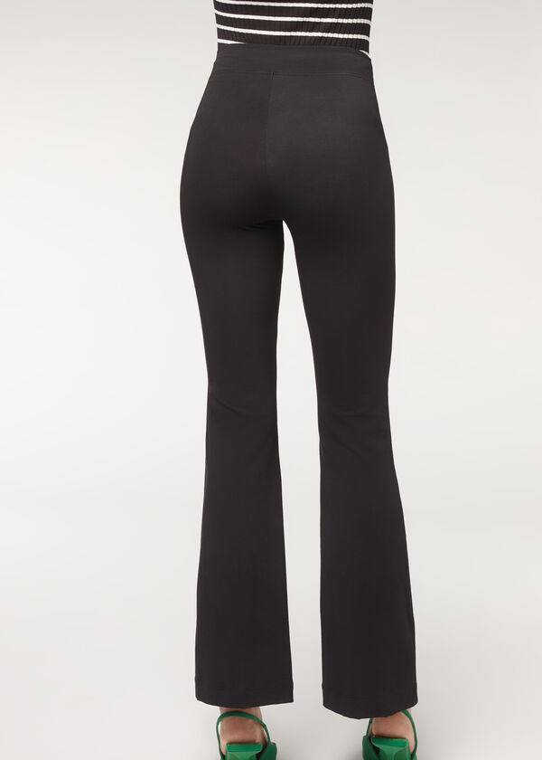 Leggins Calzedonia Flared in Supima Ultra Light Algodon Mujer Negras | CO1537YU