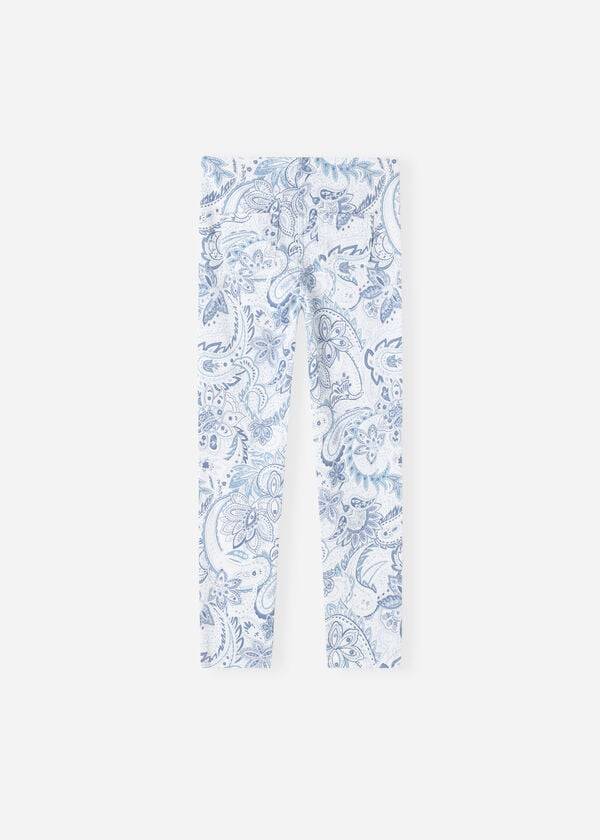 Leggins Calzedonia Paisley-Print Denim Niños Blancas Azules | CO1055KI